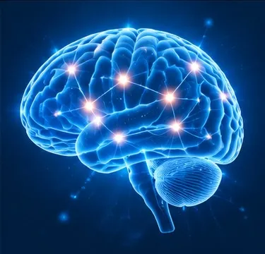 Illustration of a glowing human brain
